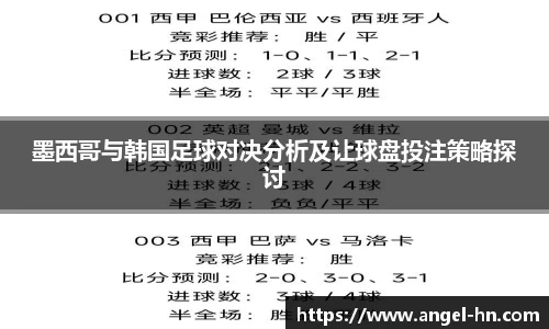 墨西哥与韩国足球对决分析及让球盘投注策略探讨
